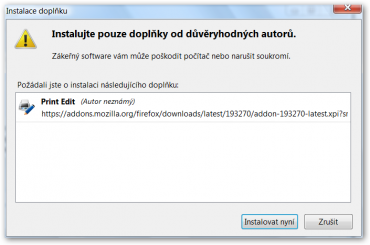 Zahájení instalace.