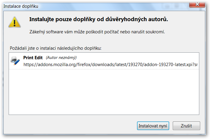 Zahájení instalace.