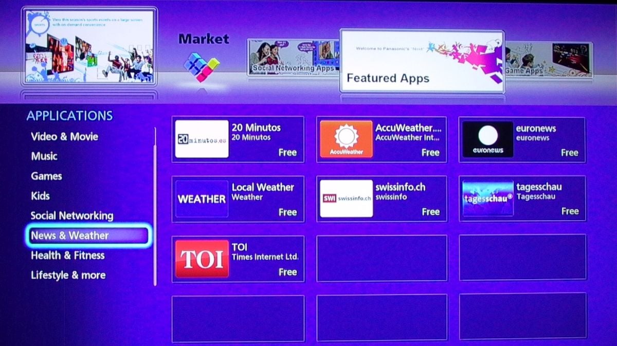 Panasonic DMP-UB700 – aplikace