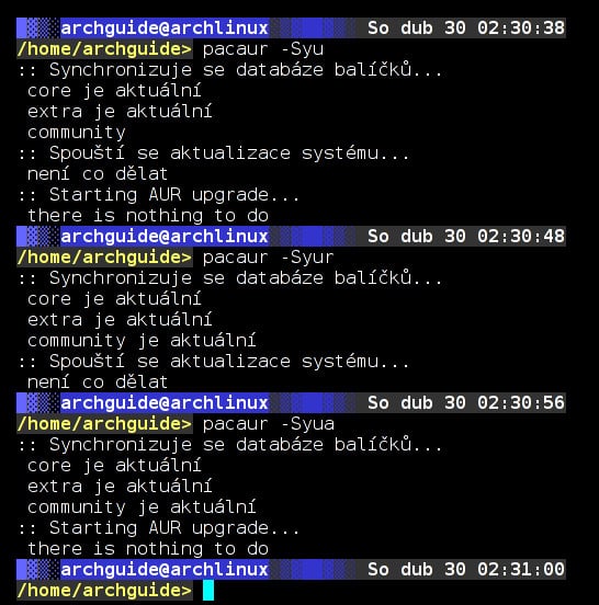 Arch: správci balíčků cower/pacaur/argon/burgaur