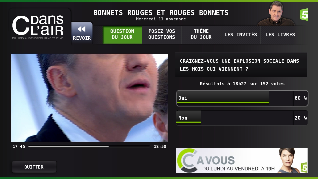 Hybridní aplikace k diskusnímu pořadu „C Dans L’air“