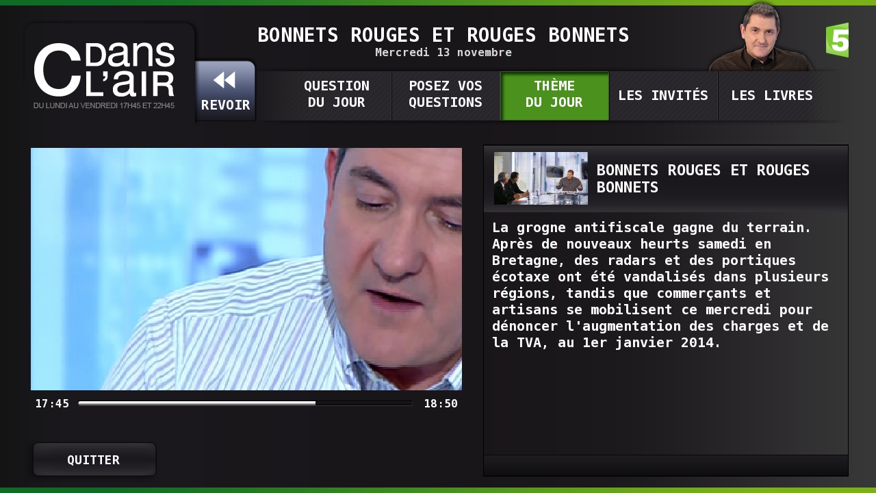 Hybridní aplikace k diskusnímu pořadu „C Dans L’air“