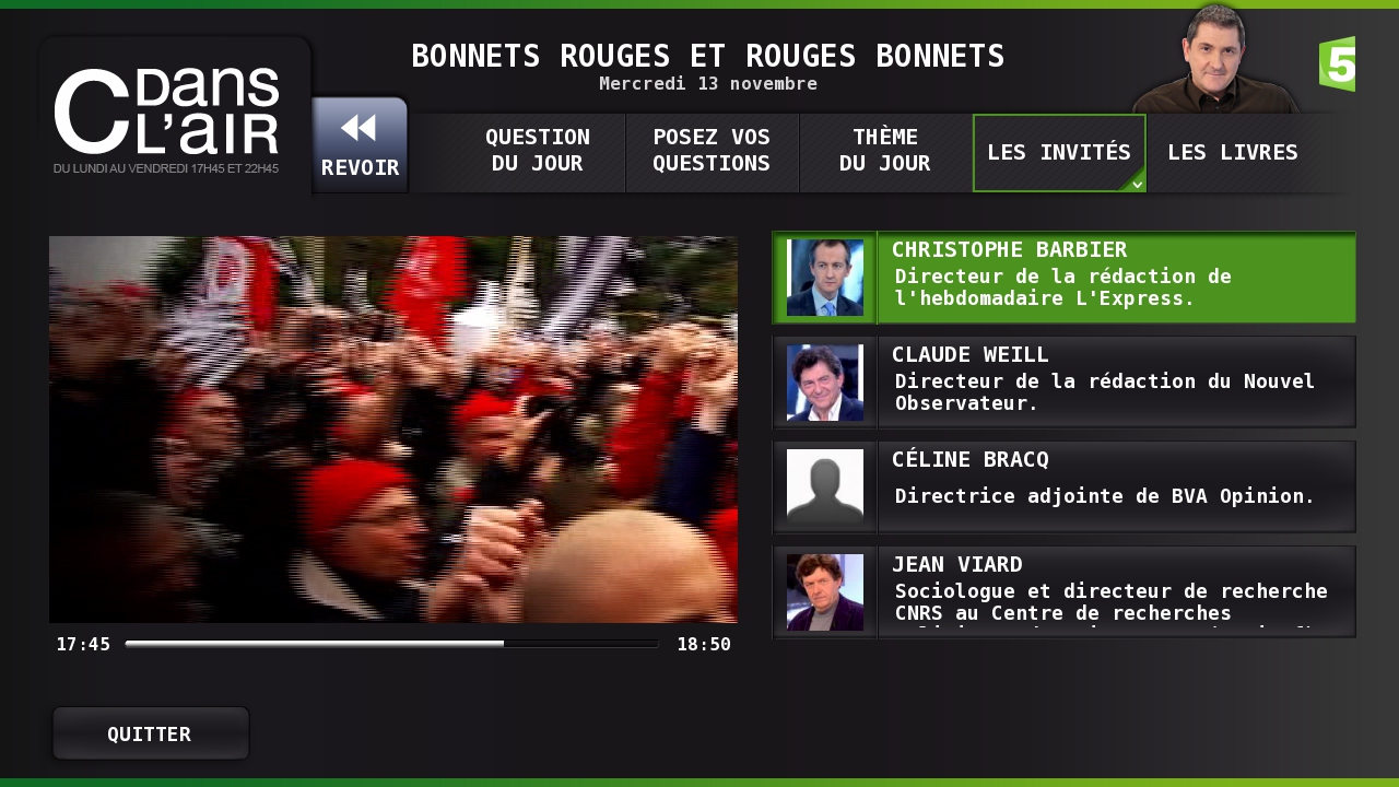 Hybridní aplikace k diskusnímu pořadu „C Dans L’air“