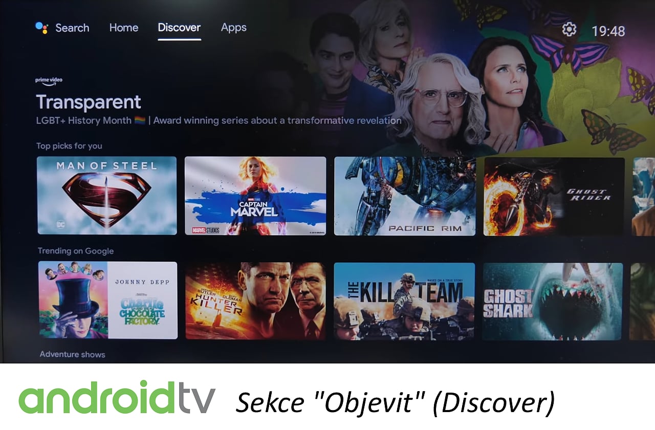 Mecool KA1 – uživatelské prostředí