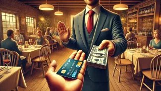 Muž odmítající platební kartu