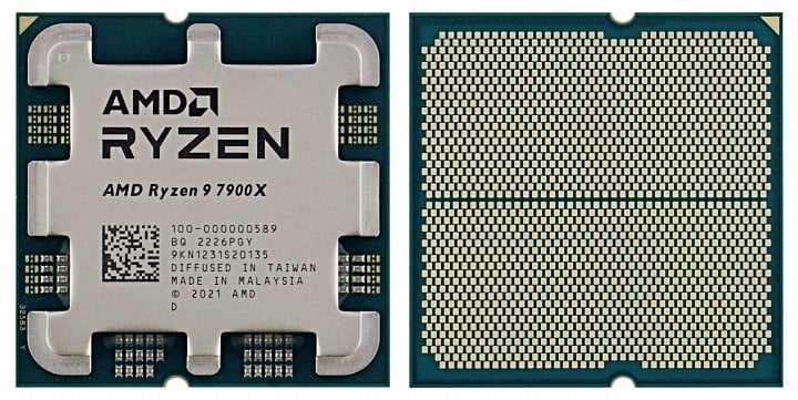 AMD Ryzen 9 7900X spredu a zozadu