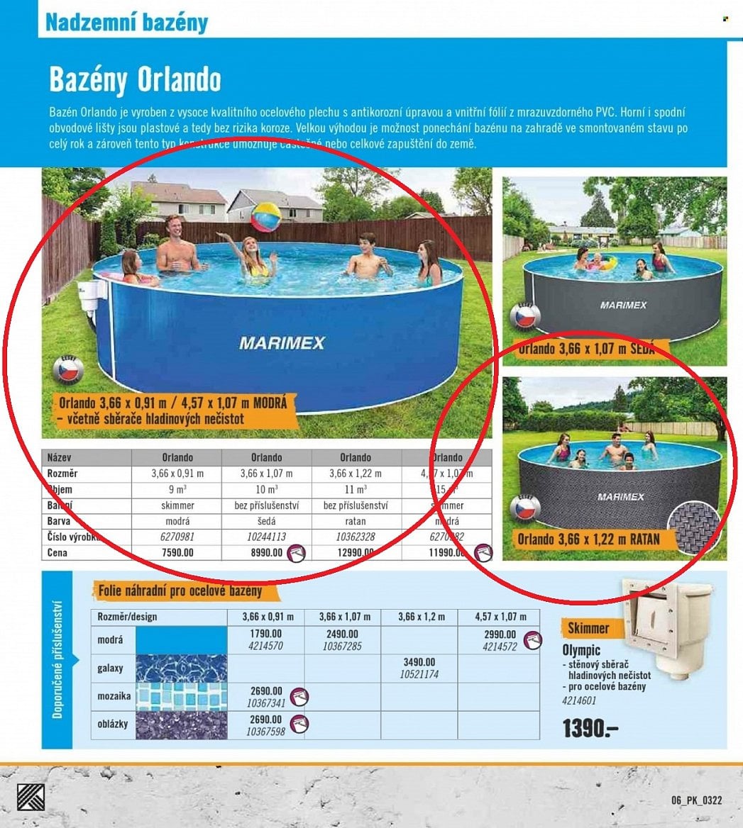 Letáky Hornbach 2021 a 2022 bazény a příslušenství