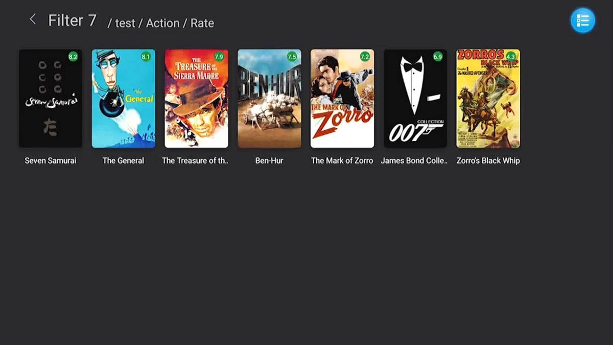 Zidoo X20 Pro - Třídění (sekce Filter) a vyhledávání