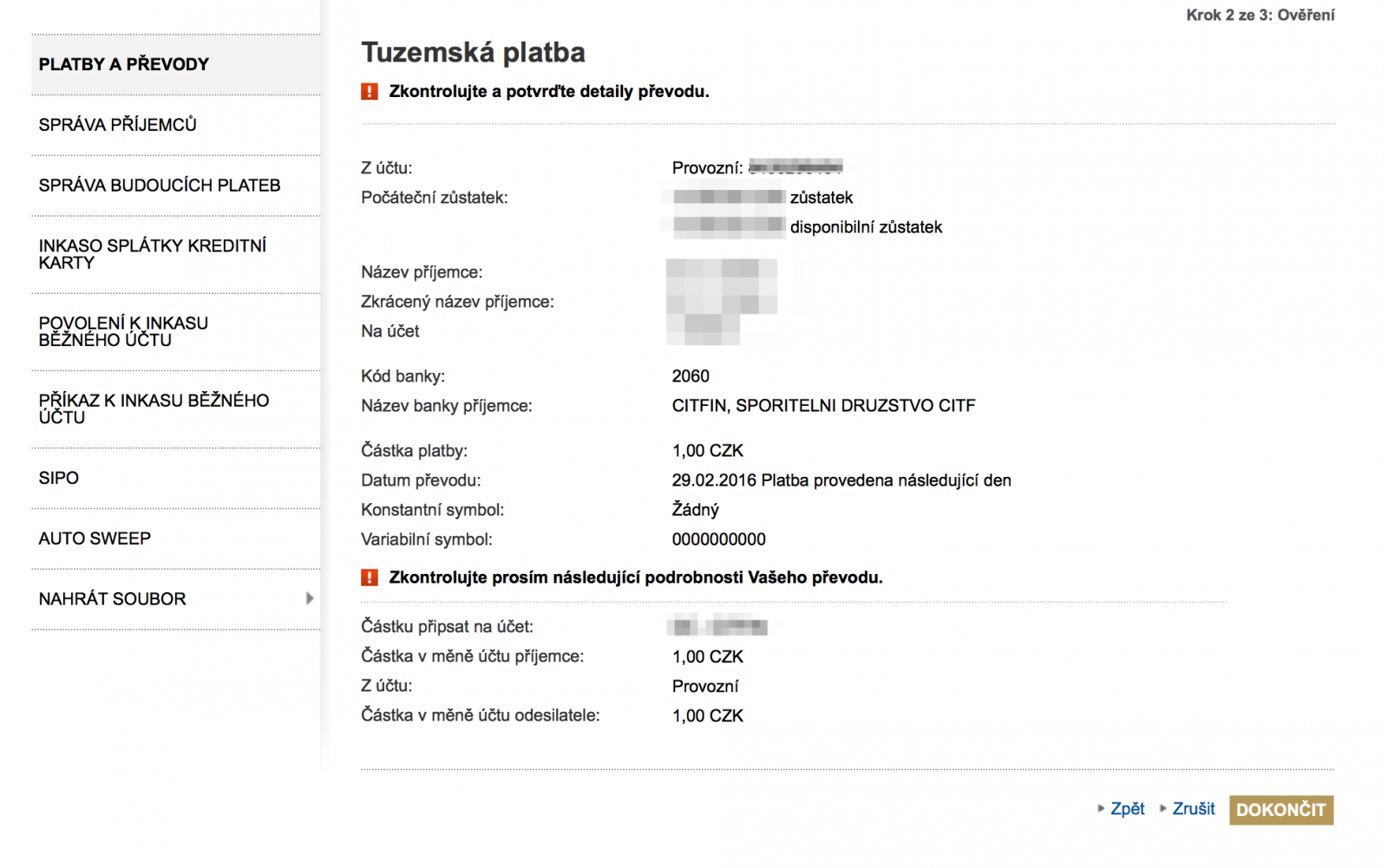Tuzemská platba.