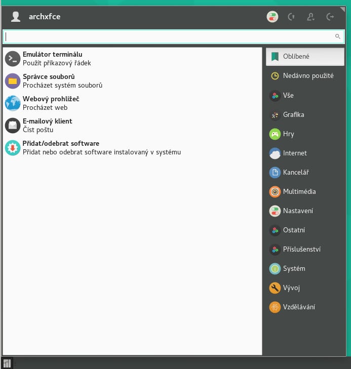 Manjaro: prostředí XFCE