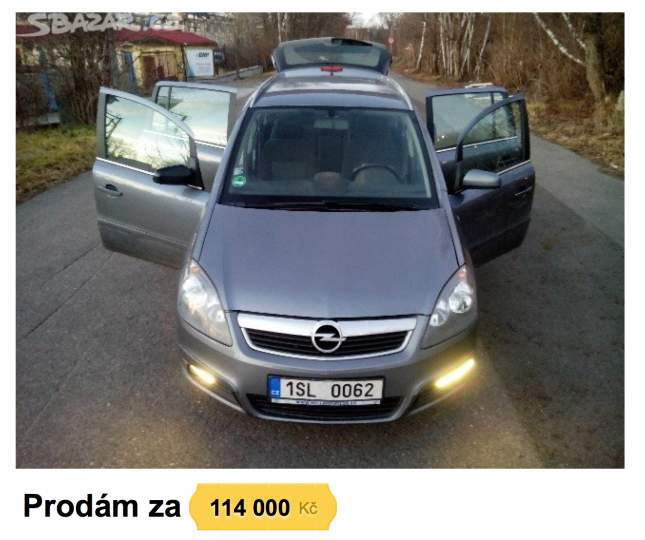 Opel Zafira, sBazar.cz, do roku 2011 kilometry neověřeny
