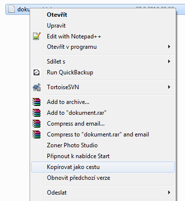 skopirovat cestu k souboru