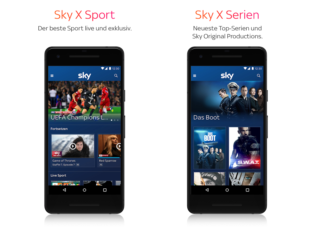 Aplikace Sky X na různých zařízeních