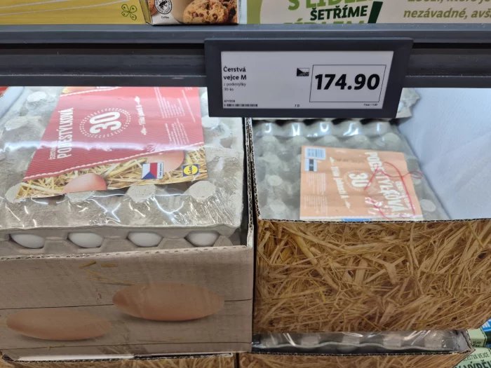 Ceny vajec v Lidlu