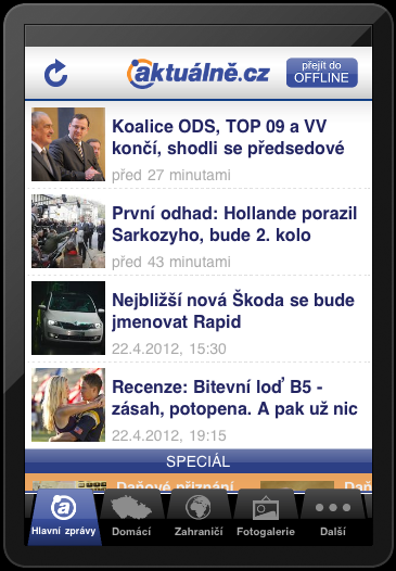Aplikace Aktuálně je zatím určena pouze pro zařízení iPhone