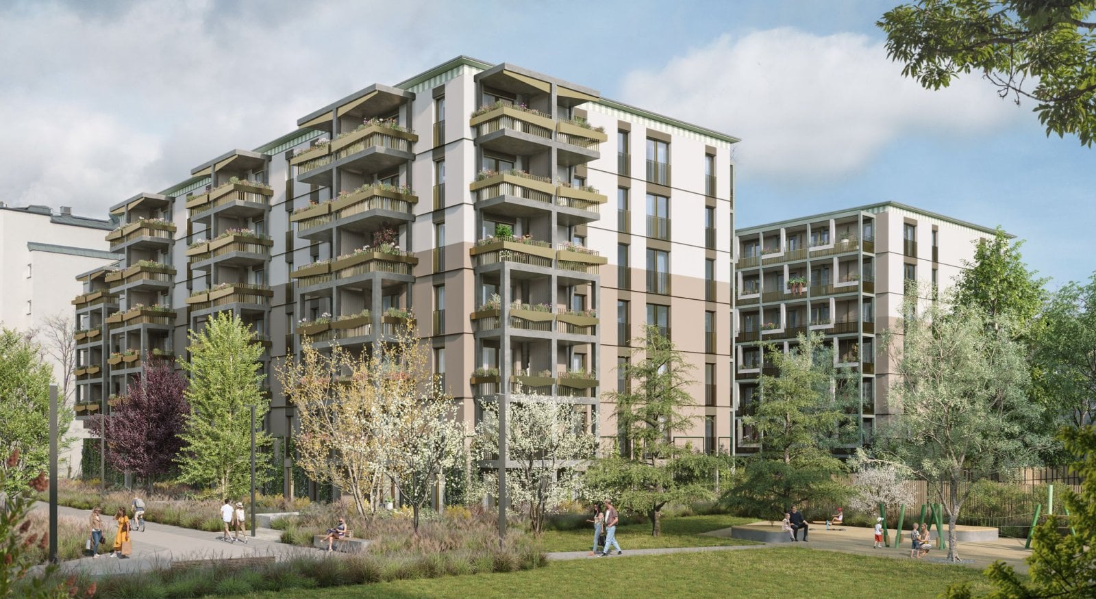 Dřevohybridní čtvrť LeopoldQuartier ve Vídni