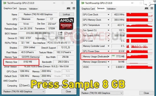 Přeflashování Radeonu RX 480 ze 4 GB na 8 GB paměti (Zdroj: techPowerUp)