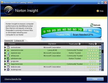<p>Norton Insight - identifikace důvěryhodných souborů</p>