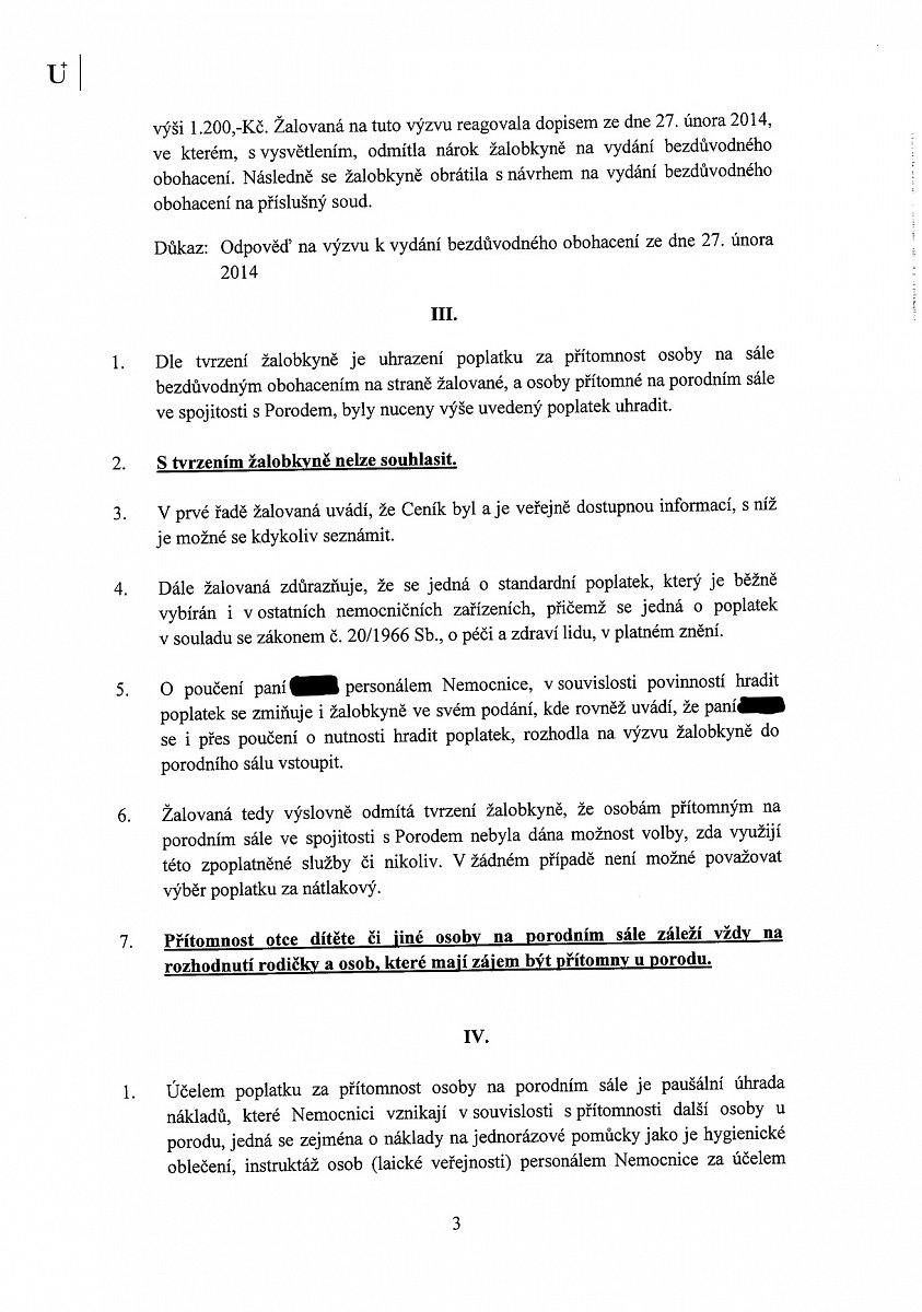 Nemocnice v Neratovicích podala proti žalobě o poplatek a úroky odpor