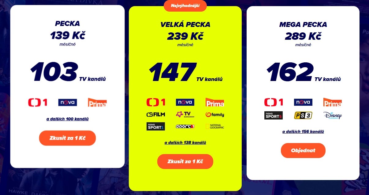 Tarifní nabídka Pecka.TV
