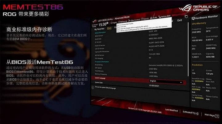 Memtest86 v BIOSu desek Asus ROG Z950 2