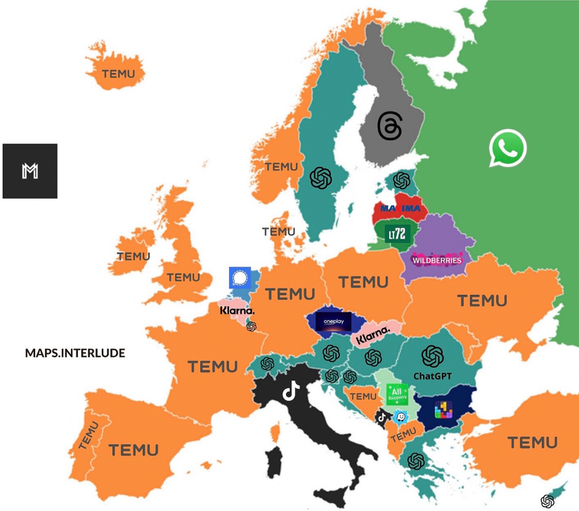 Nejstahovanější aplikace v Evropě v roce 2024