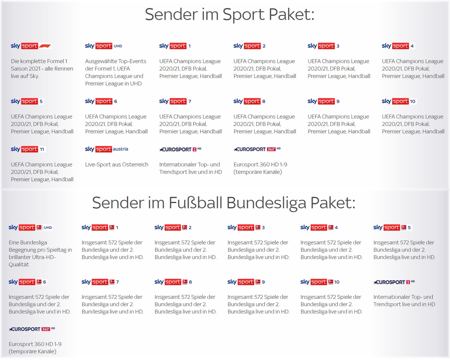 Německá tarifní a programová nabídka Sky Q