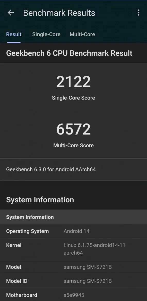 Samsung Galaxy S24 FE benchmarky