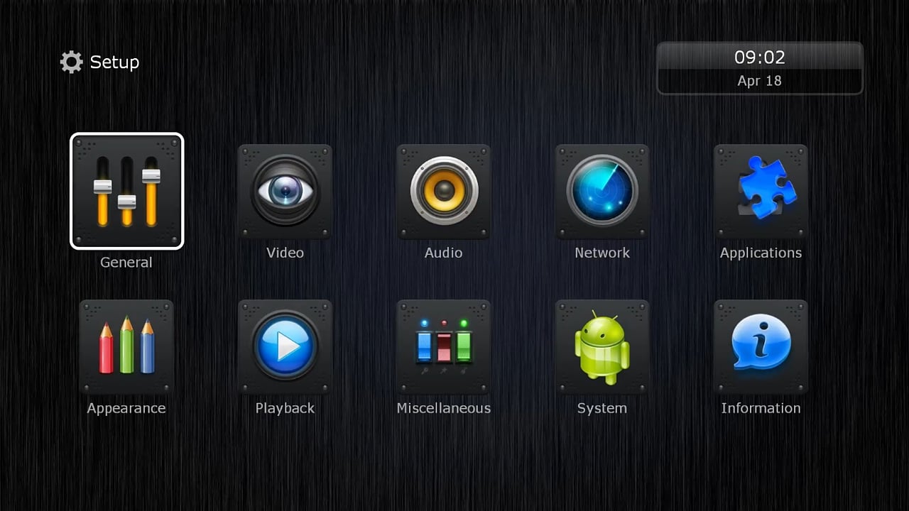 Uživatelské rozhraní Dune HD – menu Nastavení