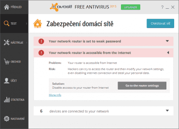 <p>Avast Free Antivirus nově dokáže analyzovat uroveň zabezpečení domácí sítě</p>