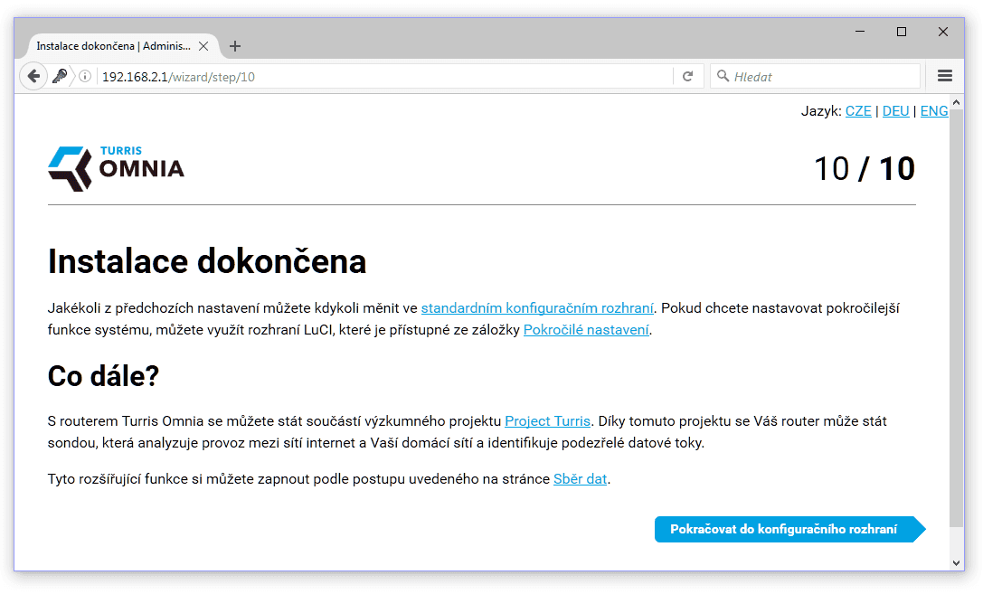 Turris Omnia prvotní spuštění