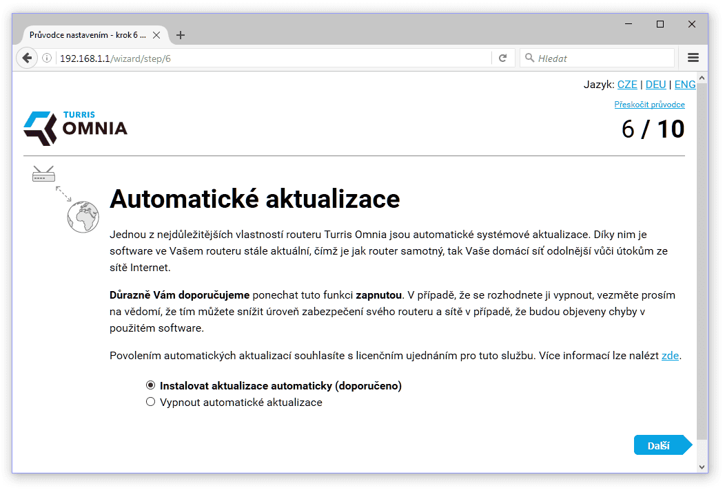 Turris Omnia prvotní spuštění
