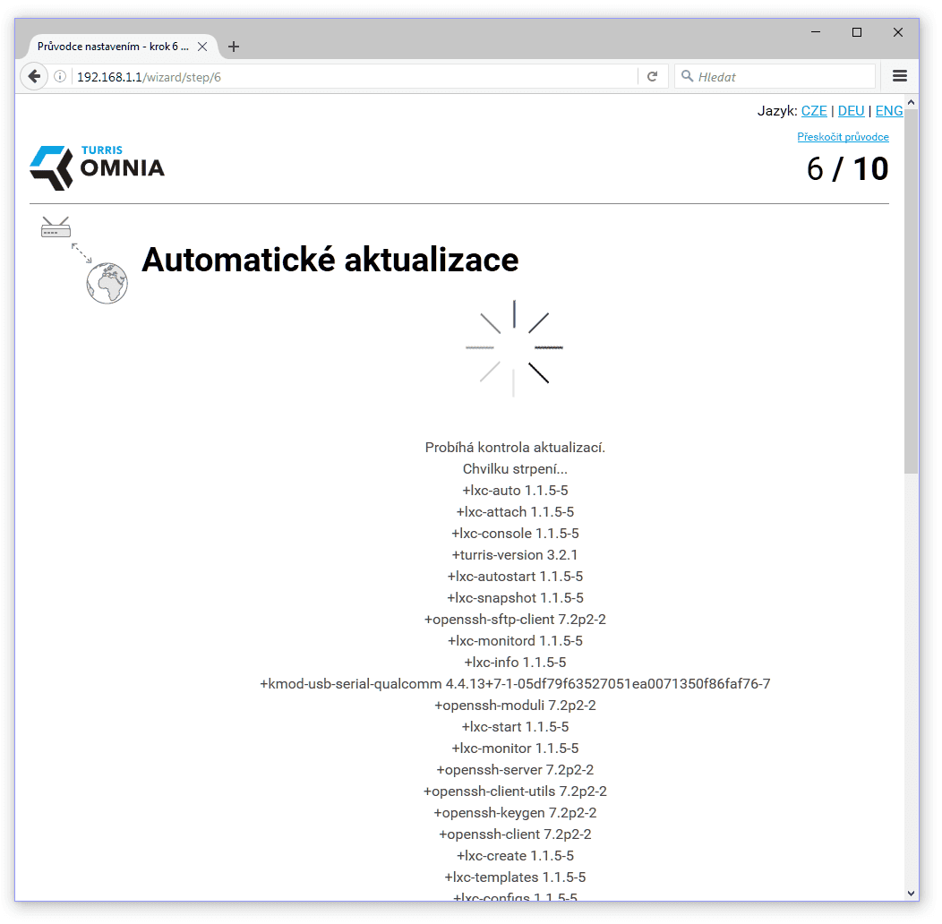 Turris Omnia prvotní spuštění