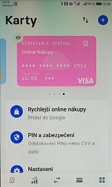 V aplikaci Revolut si lze na jedno kliknutí vytvořit jednorázovou debetní virtuální karrtu Visa pro platby na internetu, nebo kartu Mastercard pro opakované použití. (11/2020)