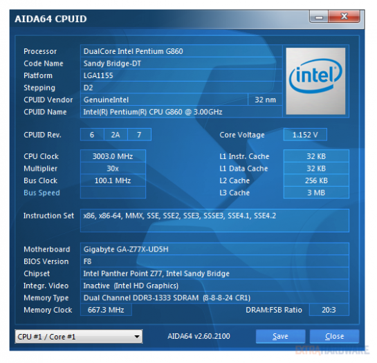 Pentium G860: detekce a testy