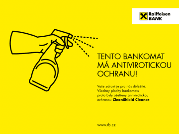 Raiffeisenbank dezinfikovala své bankomaty. (20.4.2020)