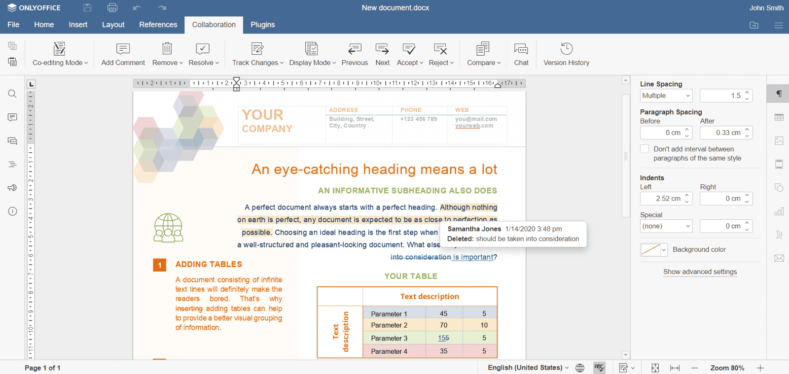 Různé režimy revize dokumentů.