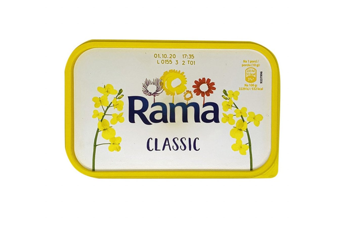 Nejnižší skóre za senzorické hodnocení mezi čistě rostlinnými tuky měla Rama Classic