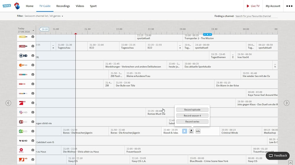 Swisscom TV Air - nahrávky