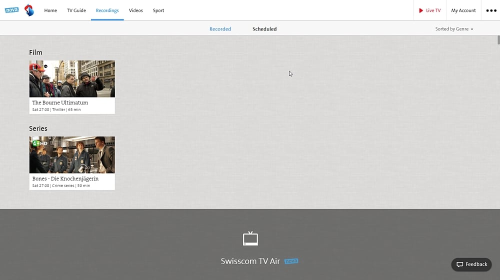 Swisscom TV Air - nahrávky