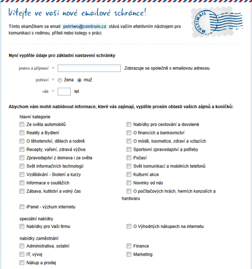 Registrace Multimailu zahrnuje volitelně i novinkové zpravodajství