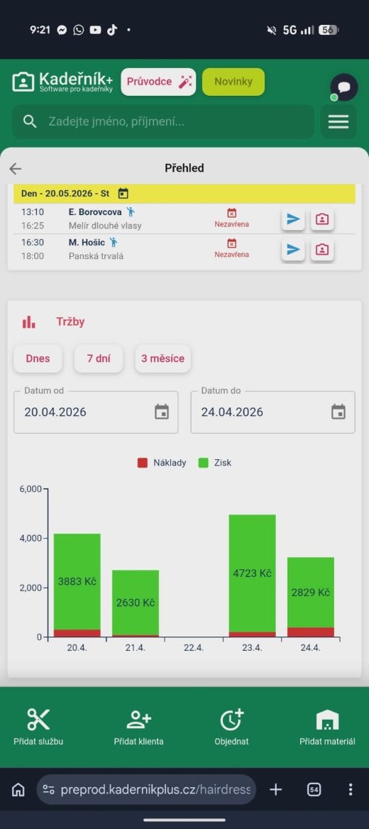 Screenshoty z aplikace Kadeřník+