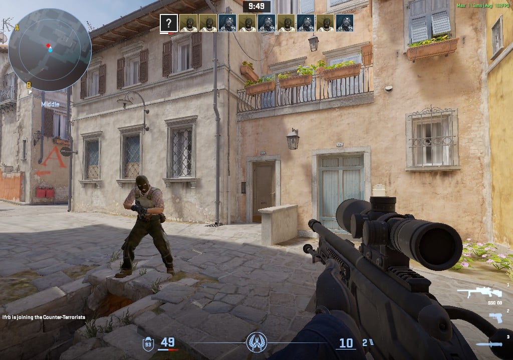 Counter-Strike 2 běžící ve Windows na Radeonu RX 7900 XT přes open-source ovladač RADV