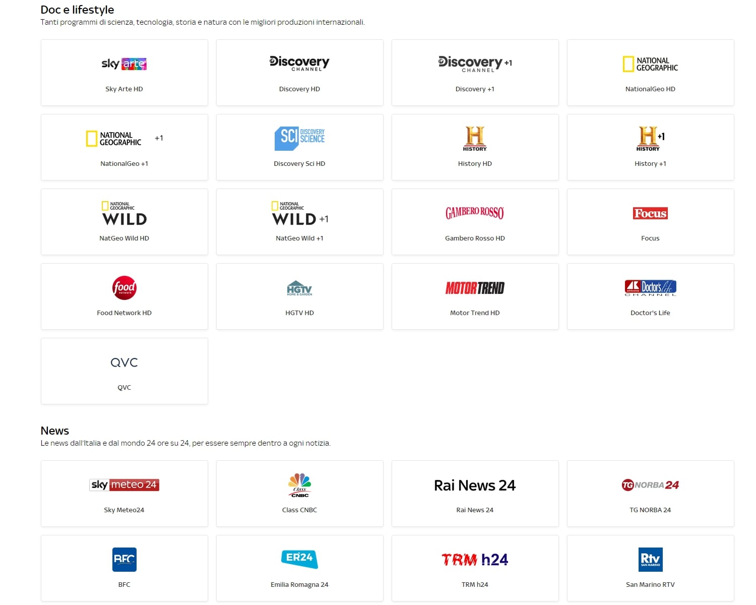 Italská tarifní a programová nabídka Sky Q