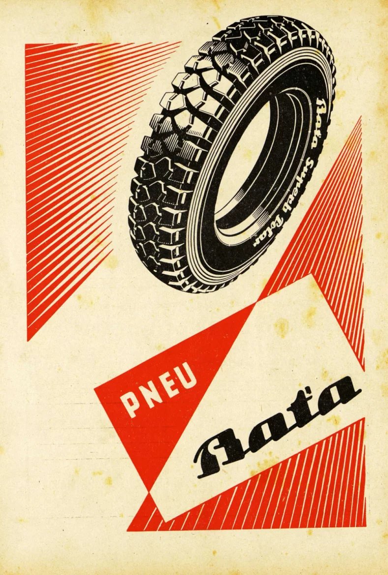 Reklamní prospekty na pneumatiky Baťa z roku 1947.