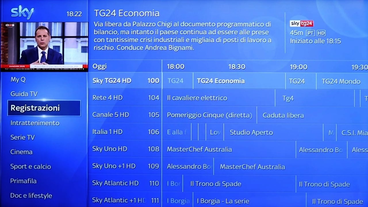 Ukázky předchozí generace uživatelského rozhraní Sky Q