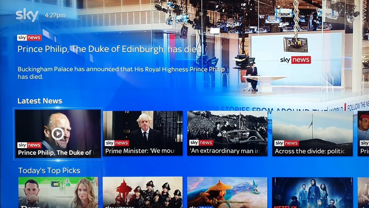 Ukázky předchozí generace uživatelského rozhraní Sky Q