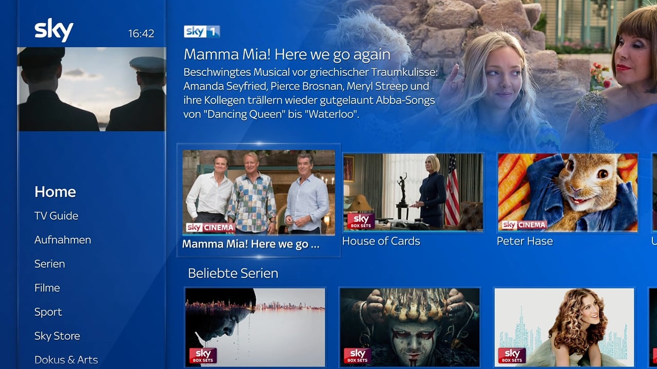 Ukázky předchozí generace uživatelského rozhraní Sky Q