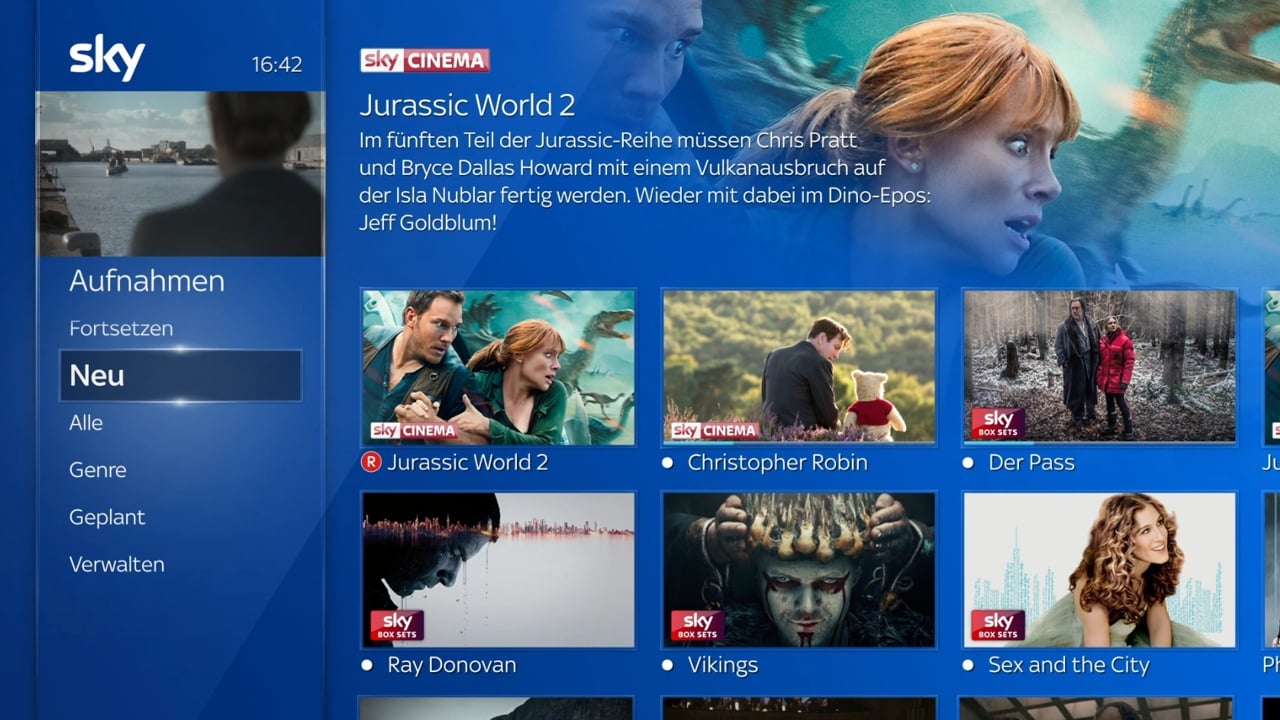 Ukázky předchozí generace uživatelského rozhraní Sky Q