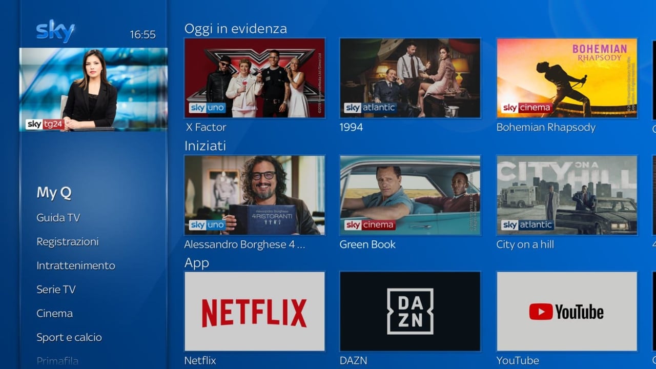 Ukázky předchozí generace uživatelského rozhraní Sky Q